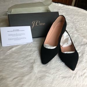 Pointed toe ballet suede J.Crew flats black NWT